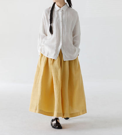 edoa Classic White Linen Collar Shirt