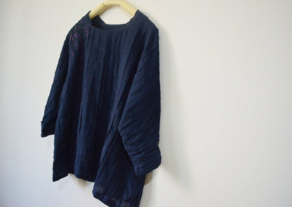 Linen Tunic with Pintucked and Embroidery to0146 916