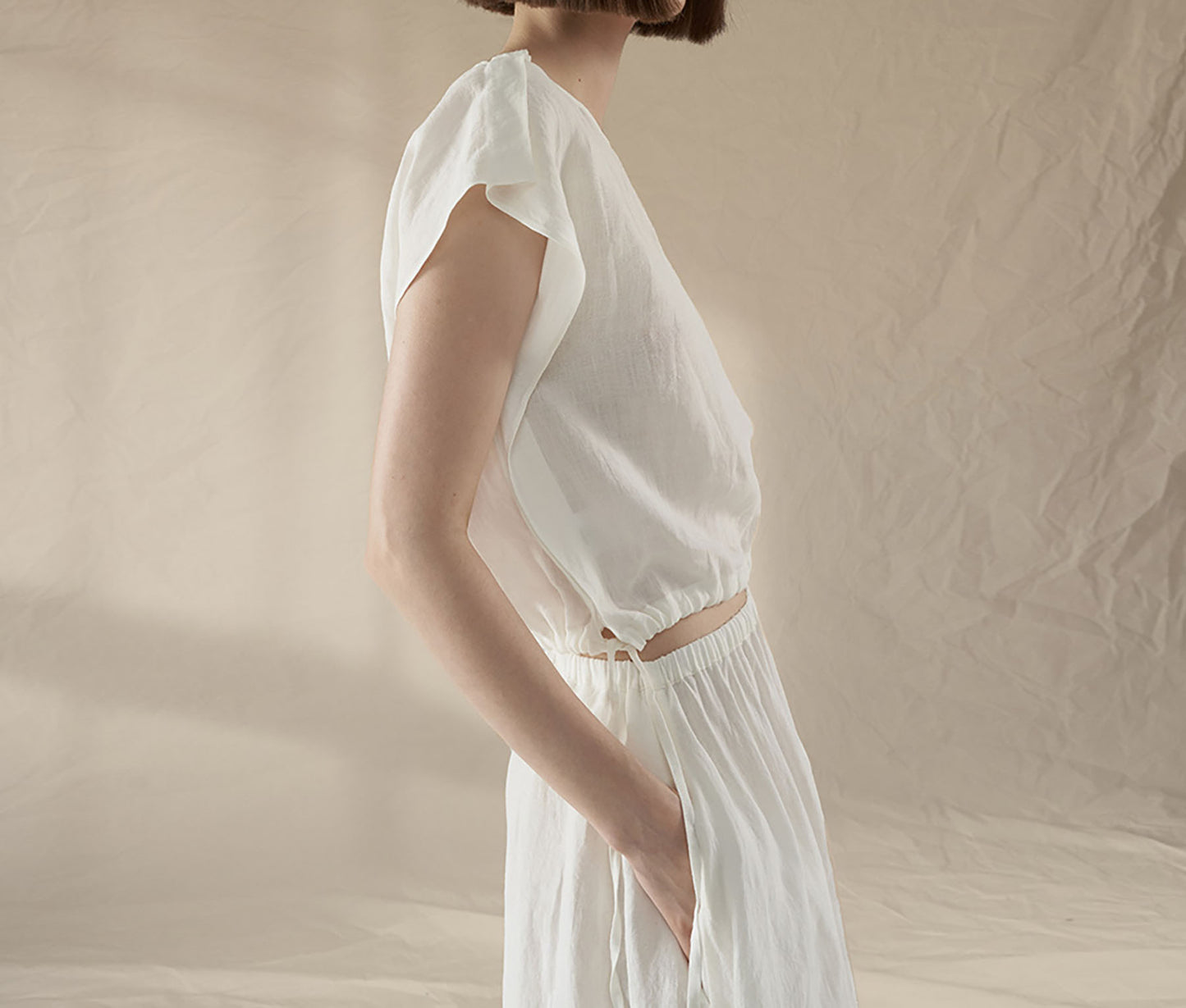 edoa Tumbled French Linen Tiered Skirt