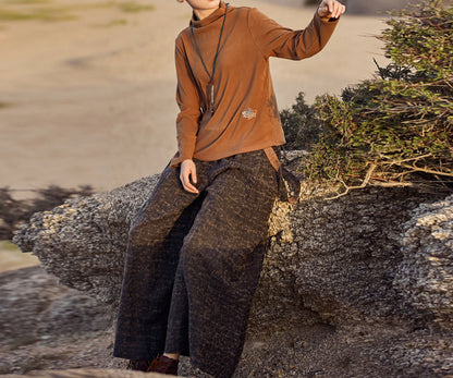 edoa Cracked Mud Silk Adjustable Suspender Pants 
