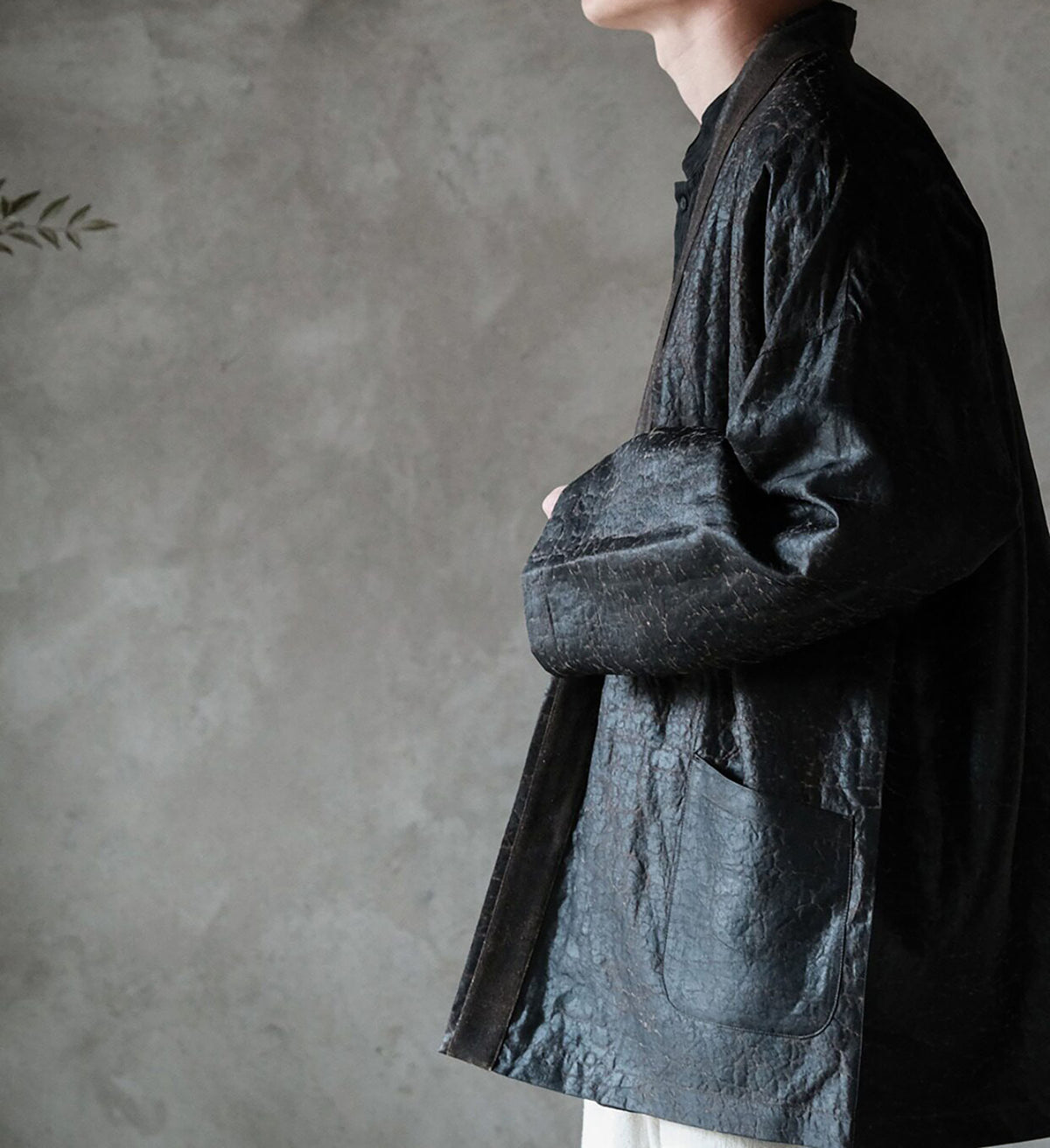 edoa Cracked Mud Silk Haori Jacket