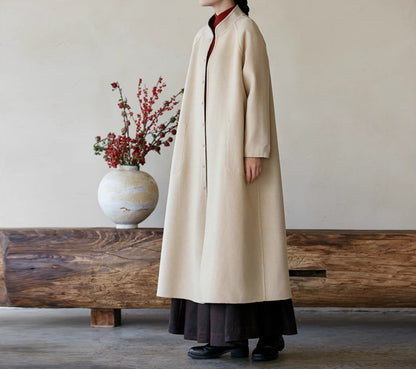 edoa Reversible Two-tone Double Faced Alpaca Chinese Coat