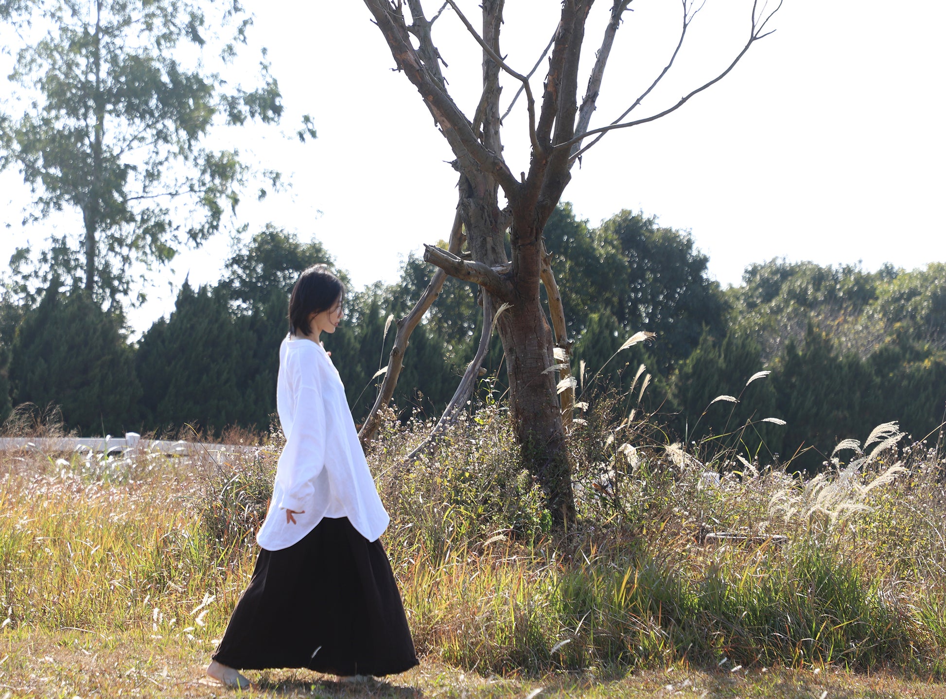 EDOA Oversized Two Way Collar Linen Shirt