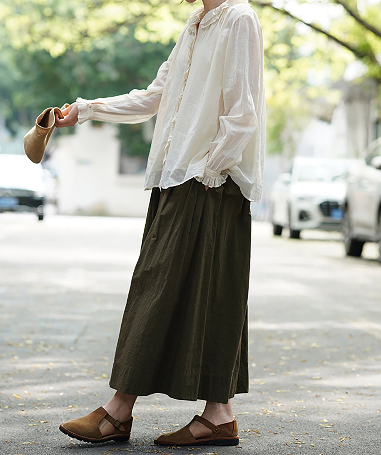 edoa Victorian Inspired Cotton Ruffle Blouse