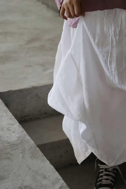 edoa Blooming Lotus Linen Maxi Skirts