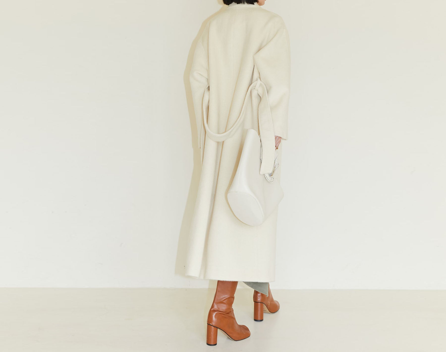 edoa Suri Alpaca V-neck Belted Wrap Maxi Coat 
