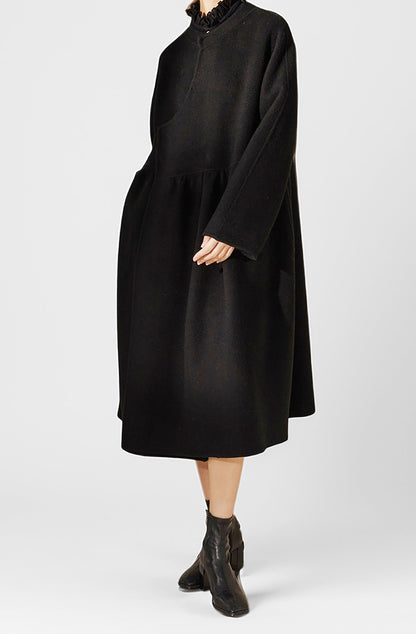 edoa Chinese Style Double-faced Wool Wrap Coat