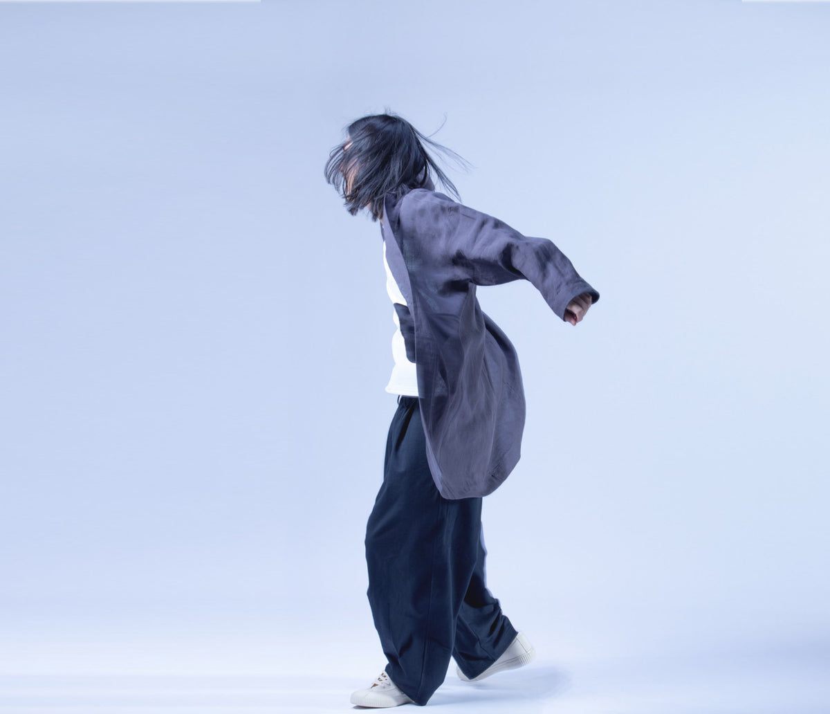 edpa Simplicity Gray Washed Ramie Kimono Jacket