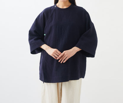 Minimalist Linen Blouse with Jade Buttons bl0022 K029