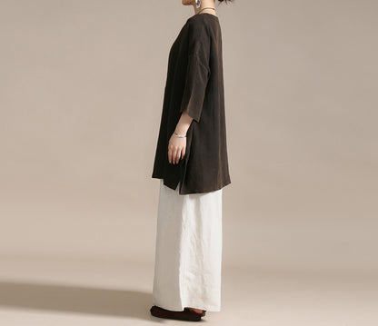 edoa Oversized Heavy Weight Natural Flax Linen Tunic