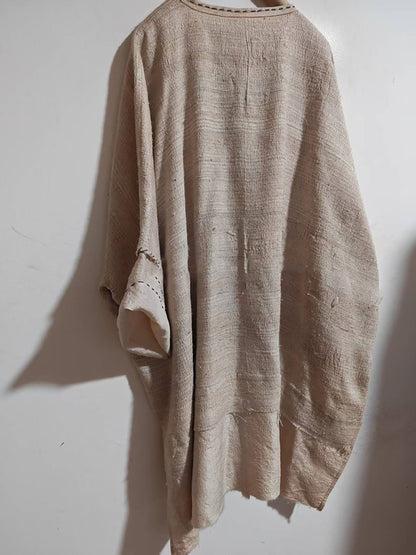 Oversized Natural Tussah Silk Slub Tunic to0329 X327