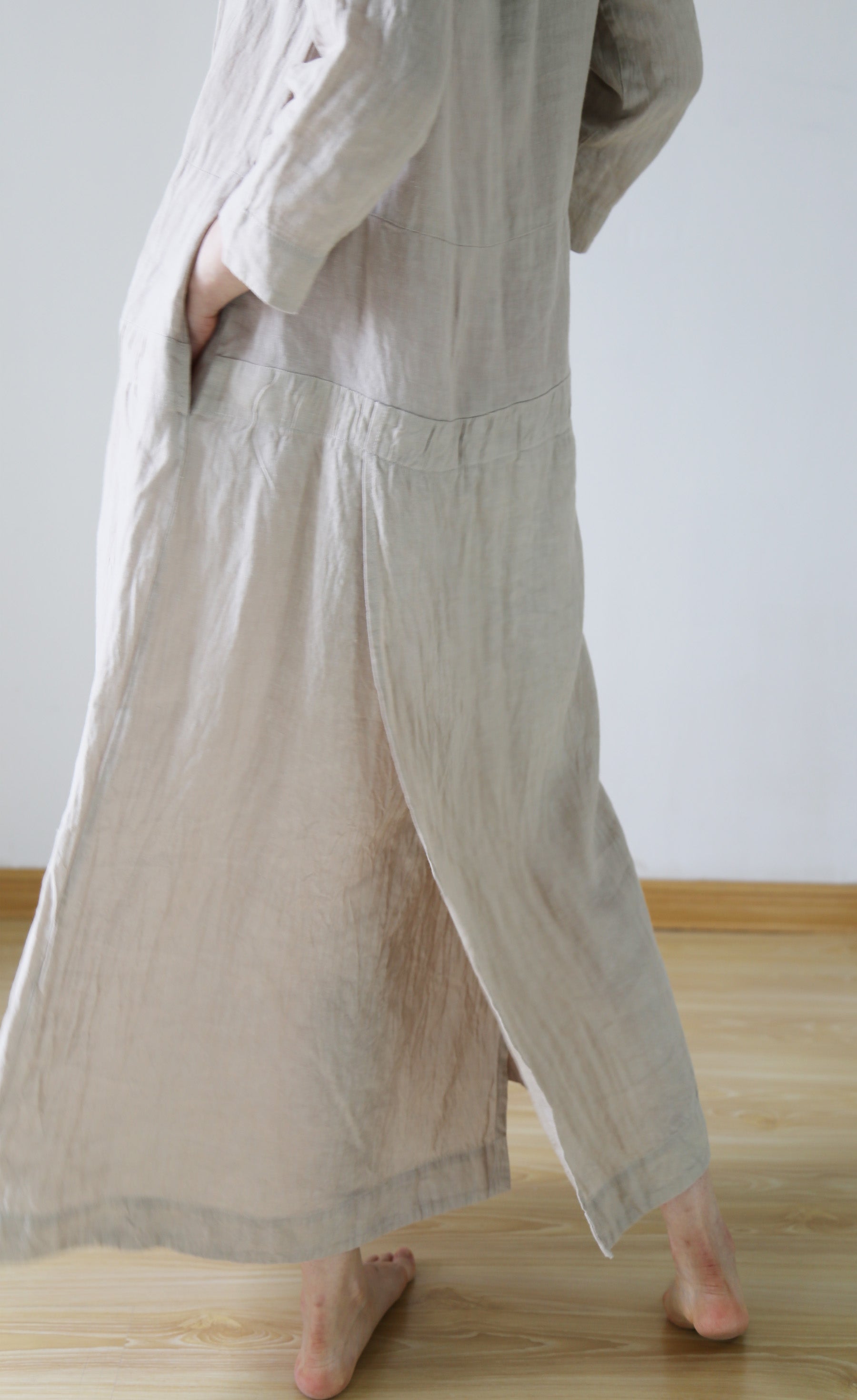 edoa Low Waist Washed Linen Dress 