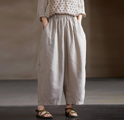 edoa Eco-friendly Flax Linen Tapered Pants