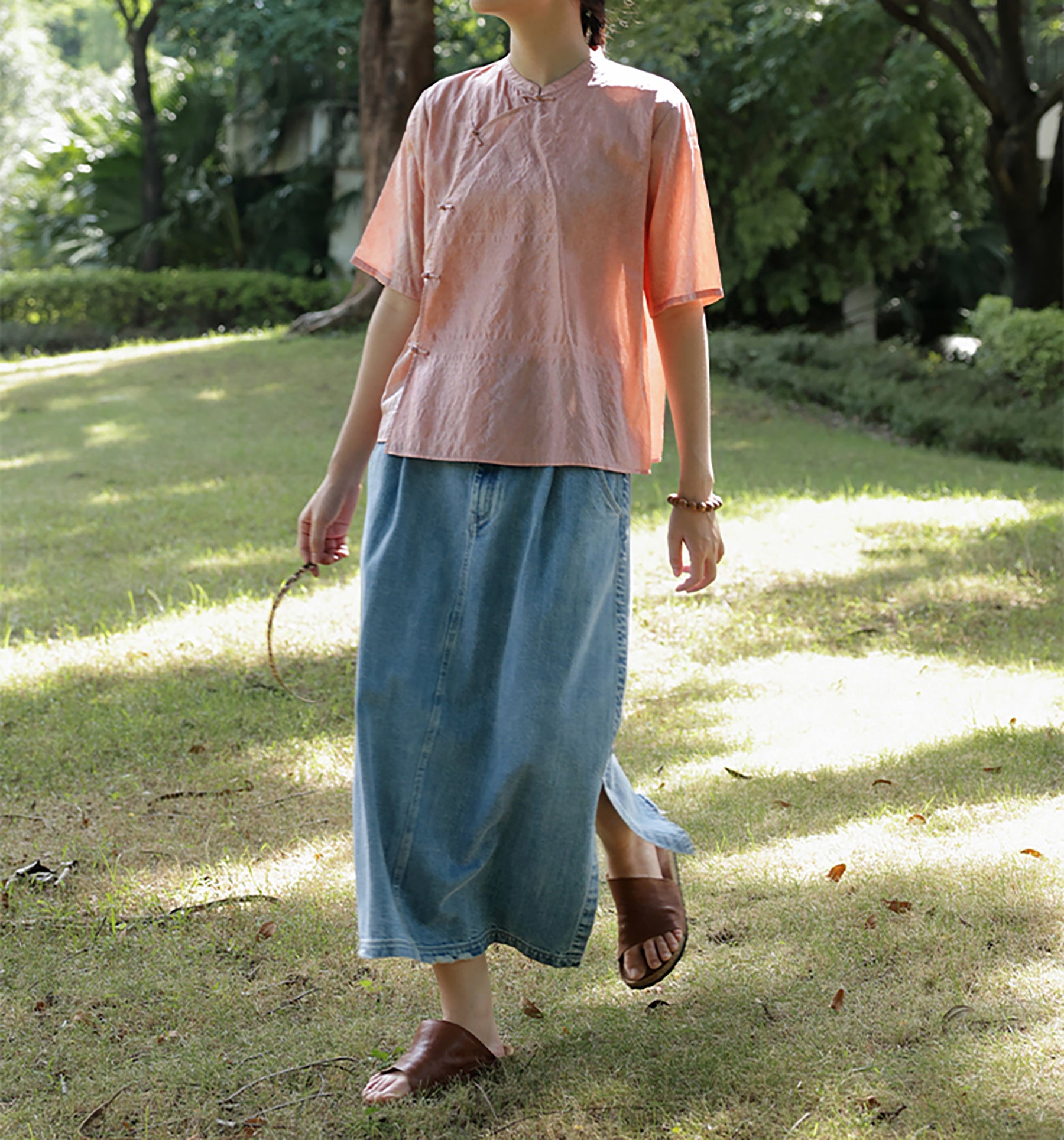 edoa Dupioni Tussah Silk Chinese Blouse