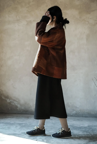 Wool Diagonal Placket Long Robe to0158 N132