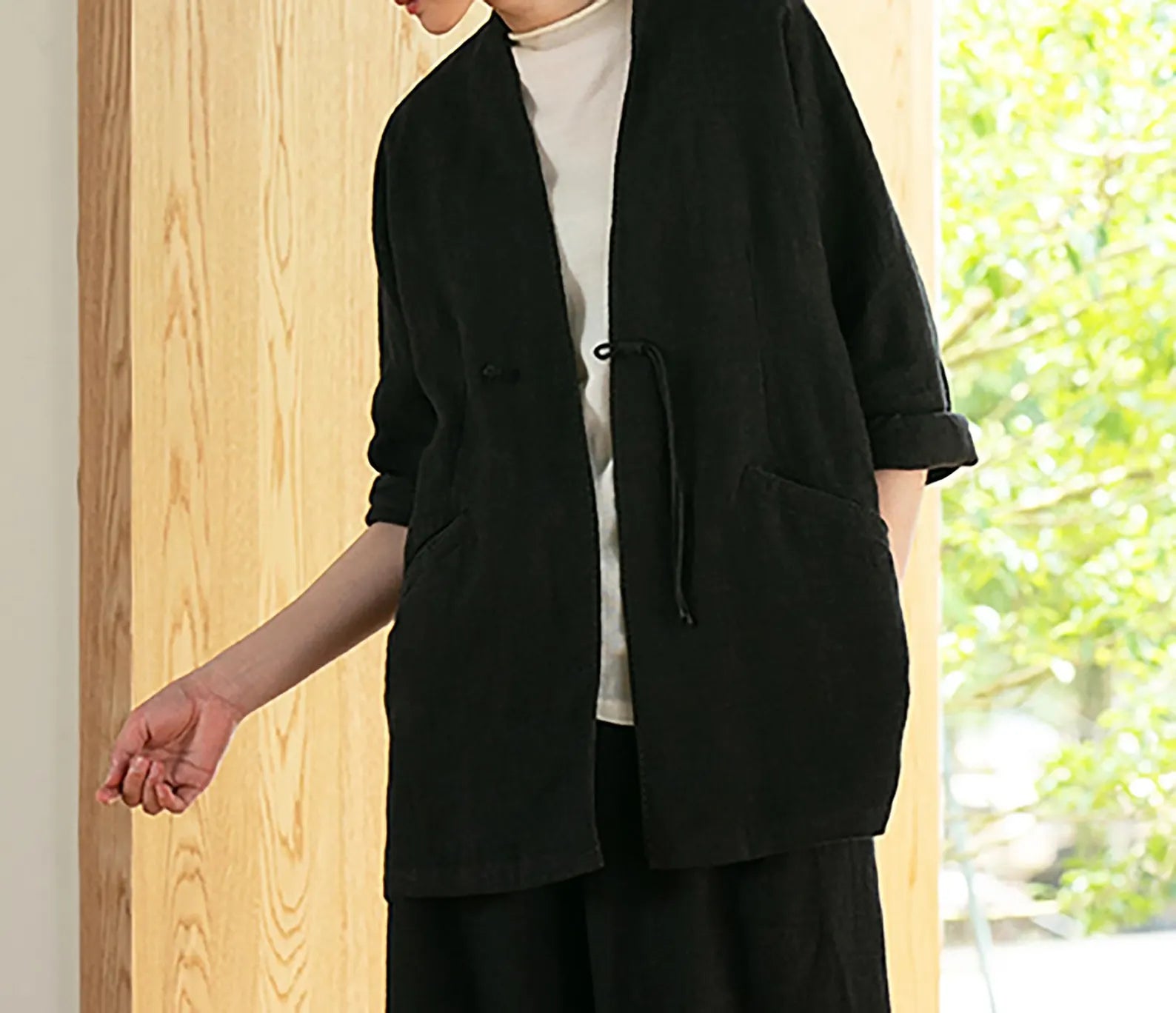 edoa Black Heavy Weight Linen Jacket