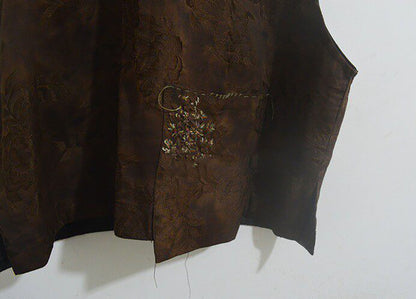 Reversible Distressed Mud Silk Ruffle Neck Vest to0279 X315