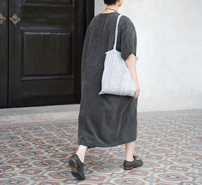 edoa Cracked Mud Silk V-neck Dress