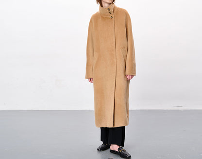 edoa Suri Alpaca Funnel Neck Cocoon Coat 