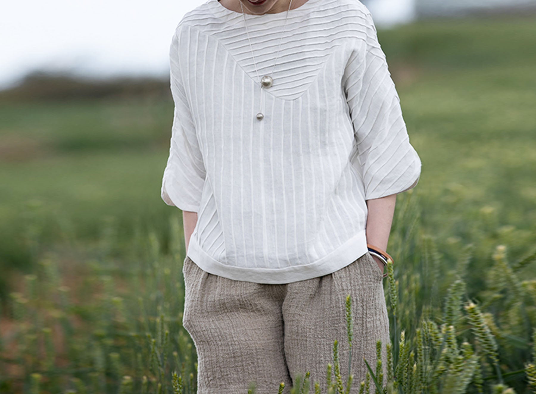 edoa Hand-pintucked Linen Blouse
