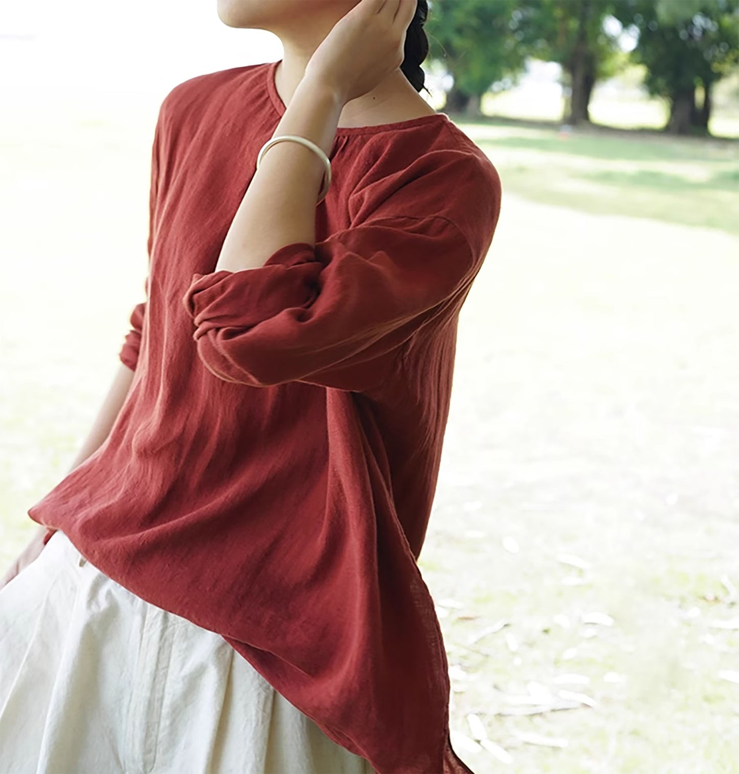 edoa Loose Fitting Linen Top