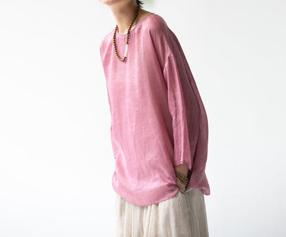edoa High Counted Ramie 3/4 Sleeves Blouse 