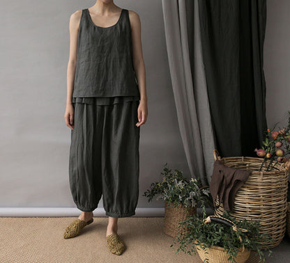 edoa Thin Ramie Lattern Pants
