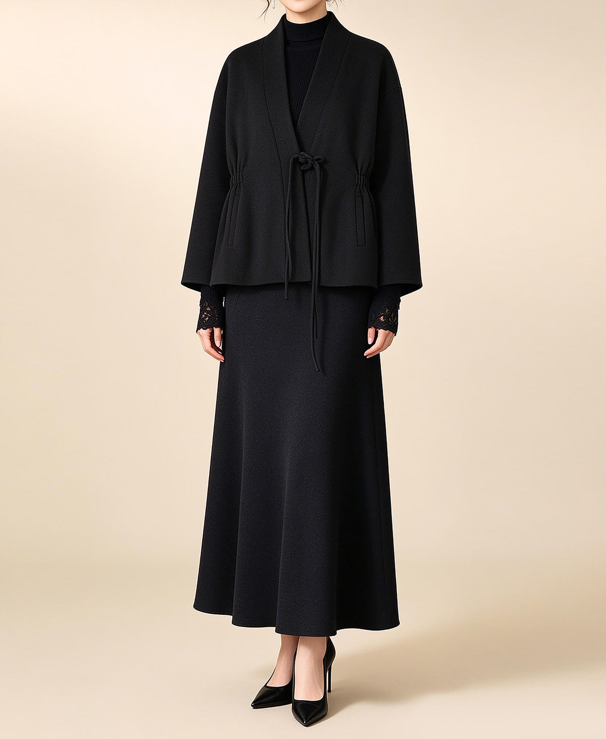 edoa Winter Boiled Wool Chinese Coat