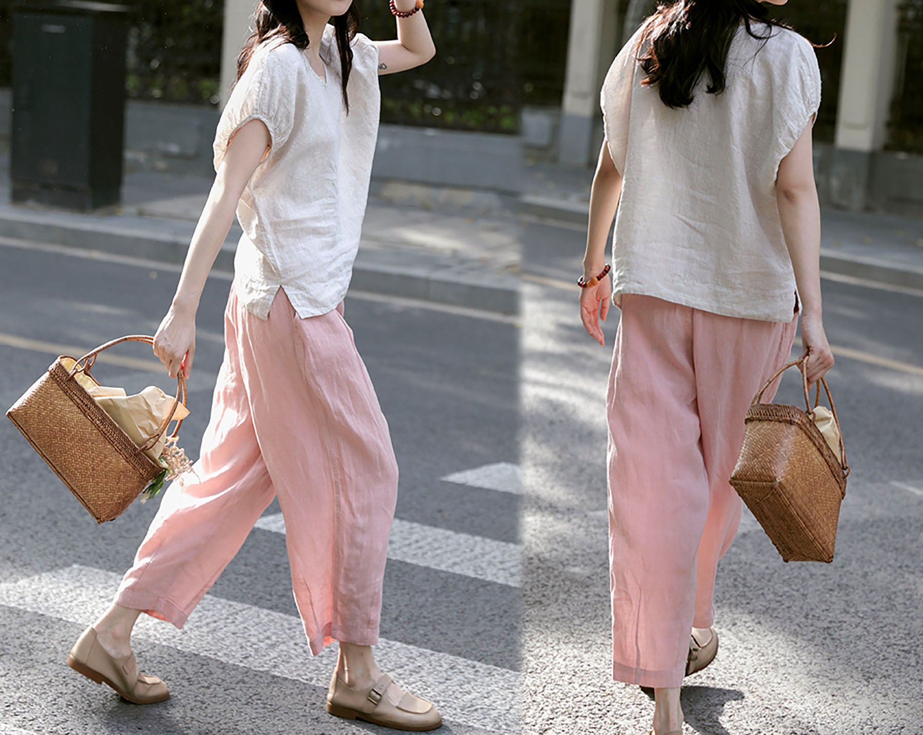 edoa High Count Linen Pants