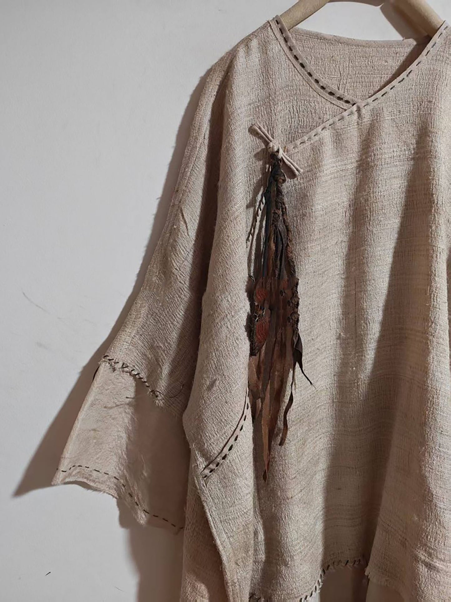 Oversized Natural Tussah Silk Slub Tunic to0329 X327