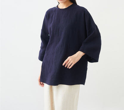 Minimalist Linen Blouse with Jade Buttons bl0022 K029