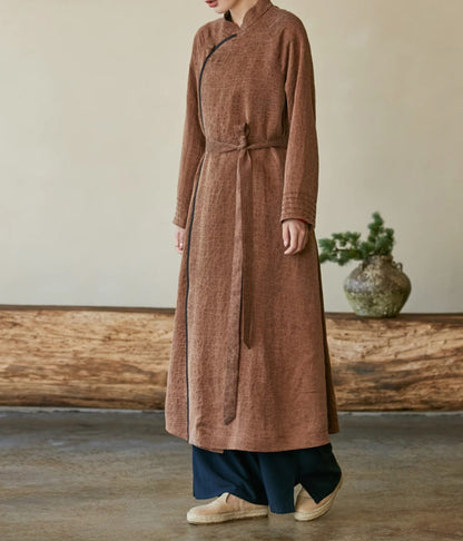 edoa Cracked Mud Silk Charmeuse Cheongsam Coat