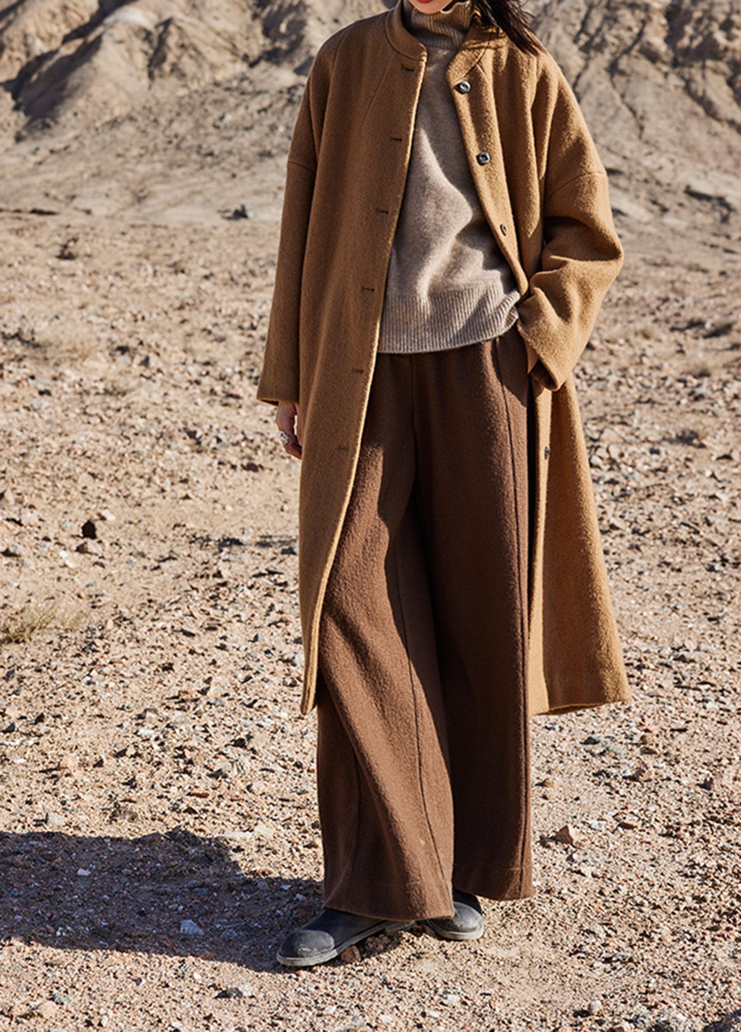 edoa Winter Boiled Wool Oversized Coat 