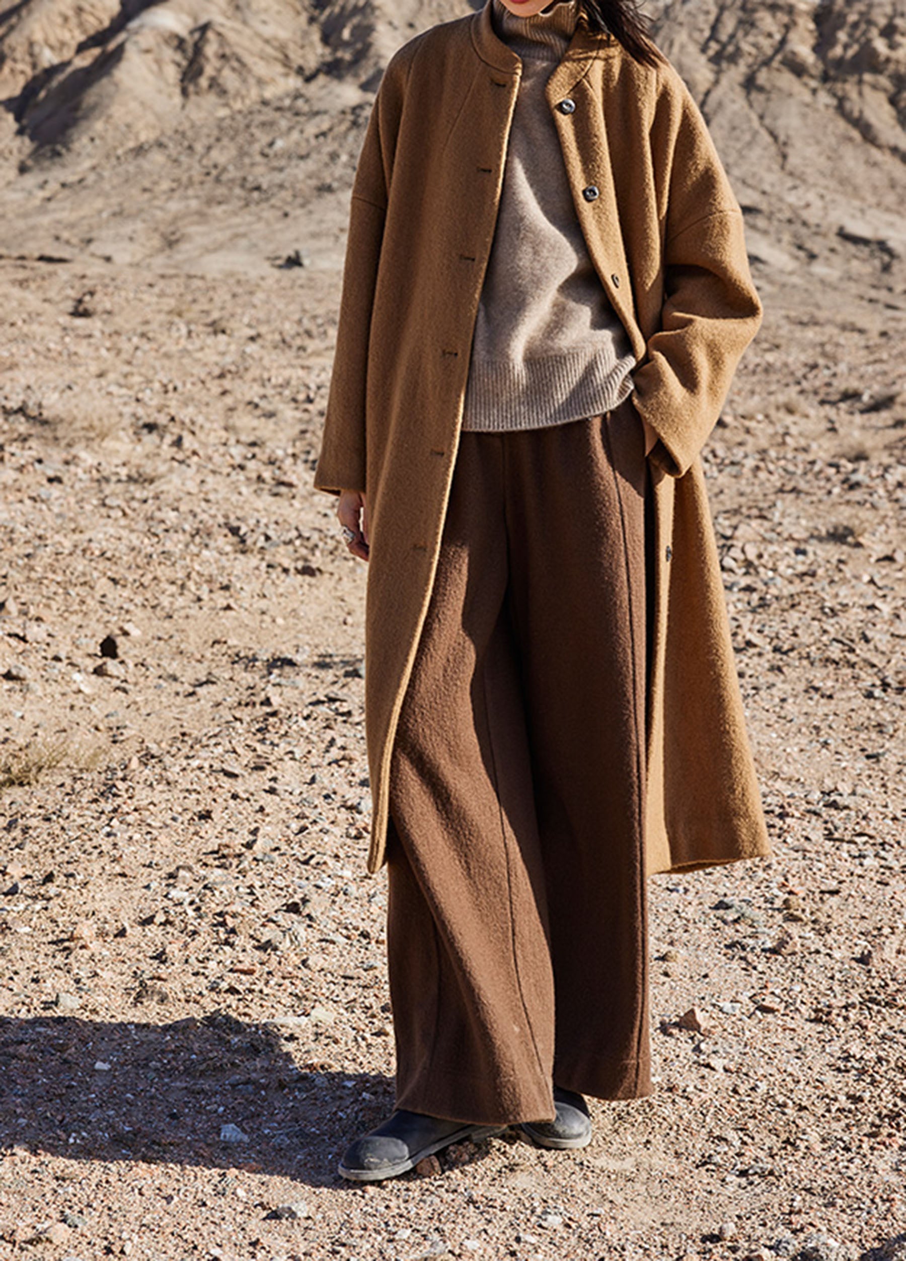 edoa Winter Boiled Wool Oversized Coat 