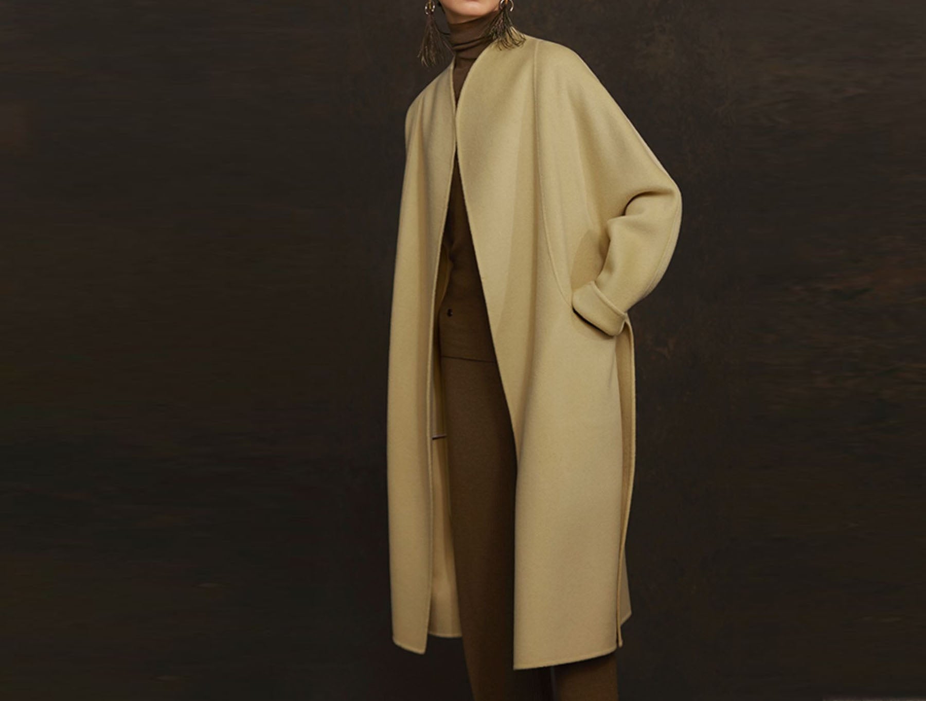 edoa Double Faced Wool Wrap Coat 
