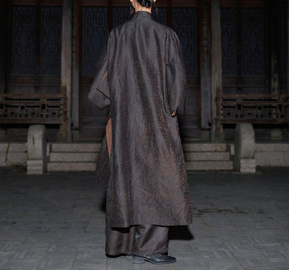 edoa Loose Fitting Cracked Mud Silk Coat