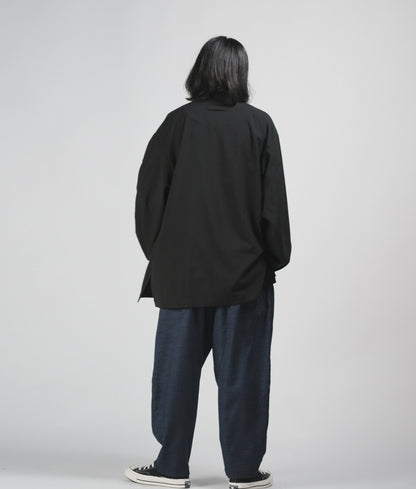 edoa Casual Loose fit Chinese Style Stand Collar Thin Woolen Kung Fu Over Shirt