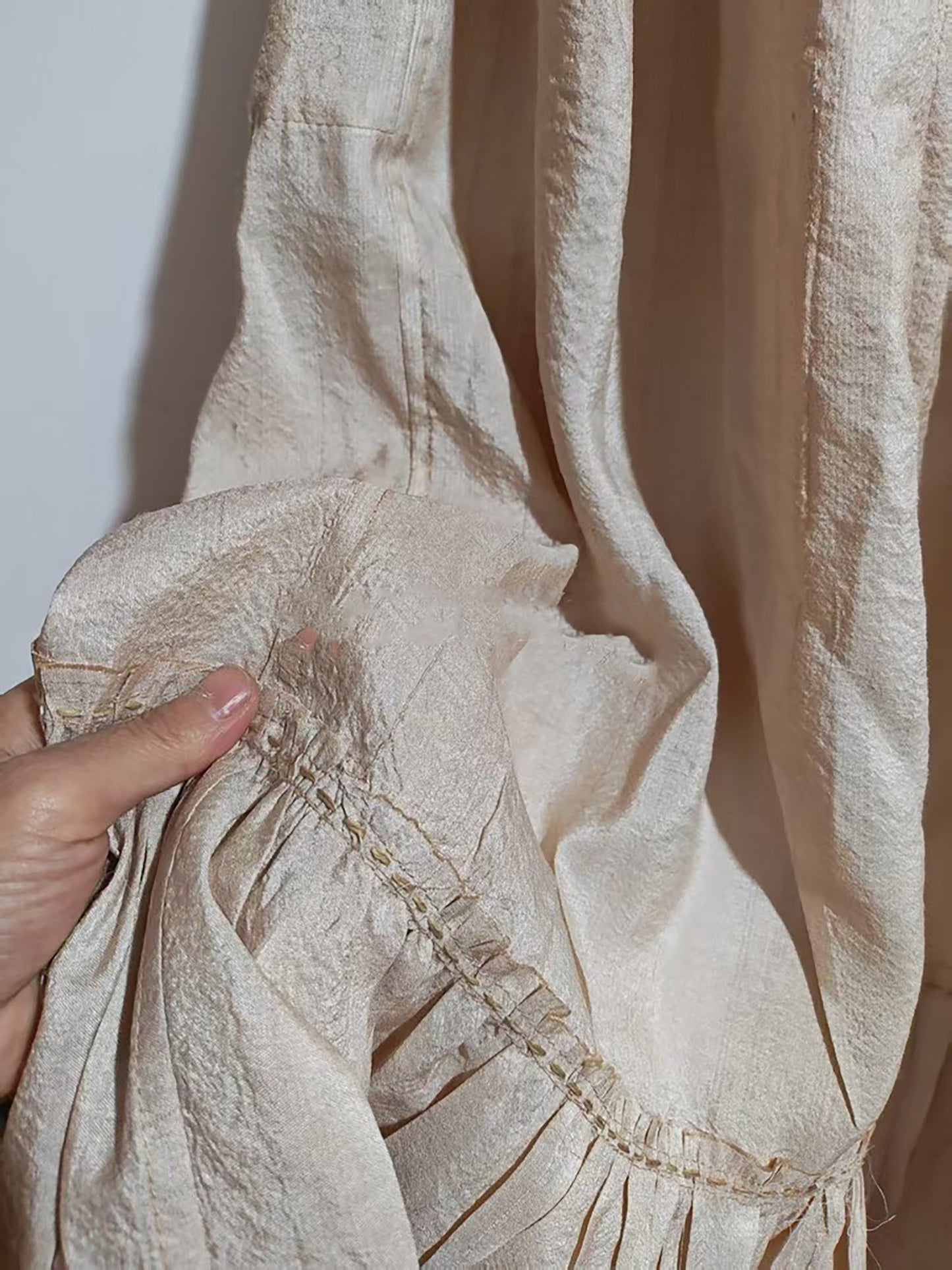 Undyed Tussah Silk Ruffle Skirt sk0080 X319