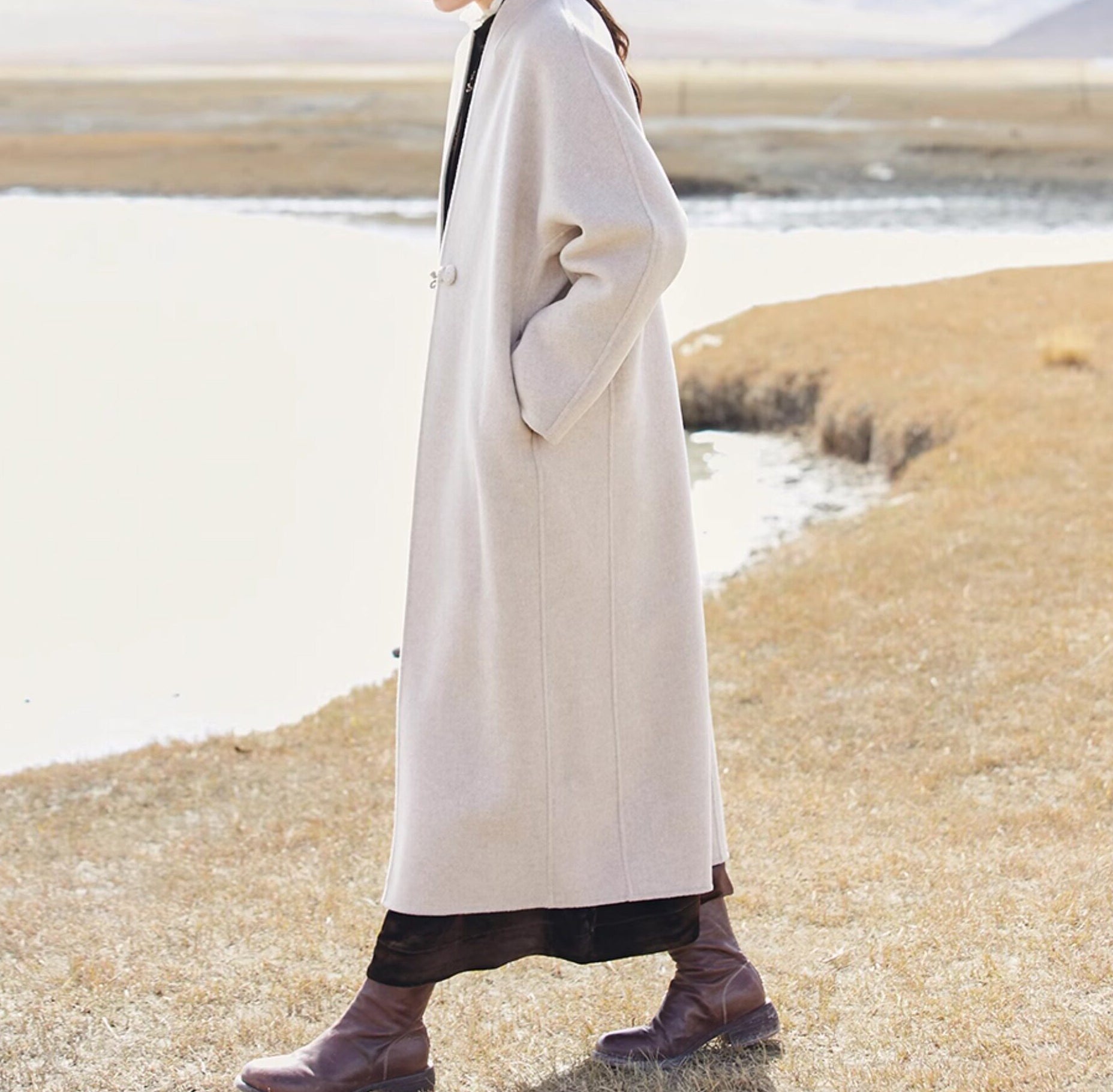 edoa Minimalist Modern Chinese Double Face Wool Coat