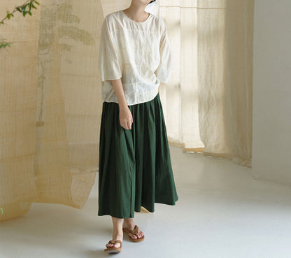 edoa Linen and Tussah Silk Patchwork Blouse