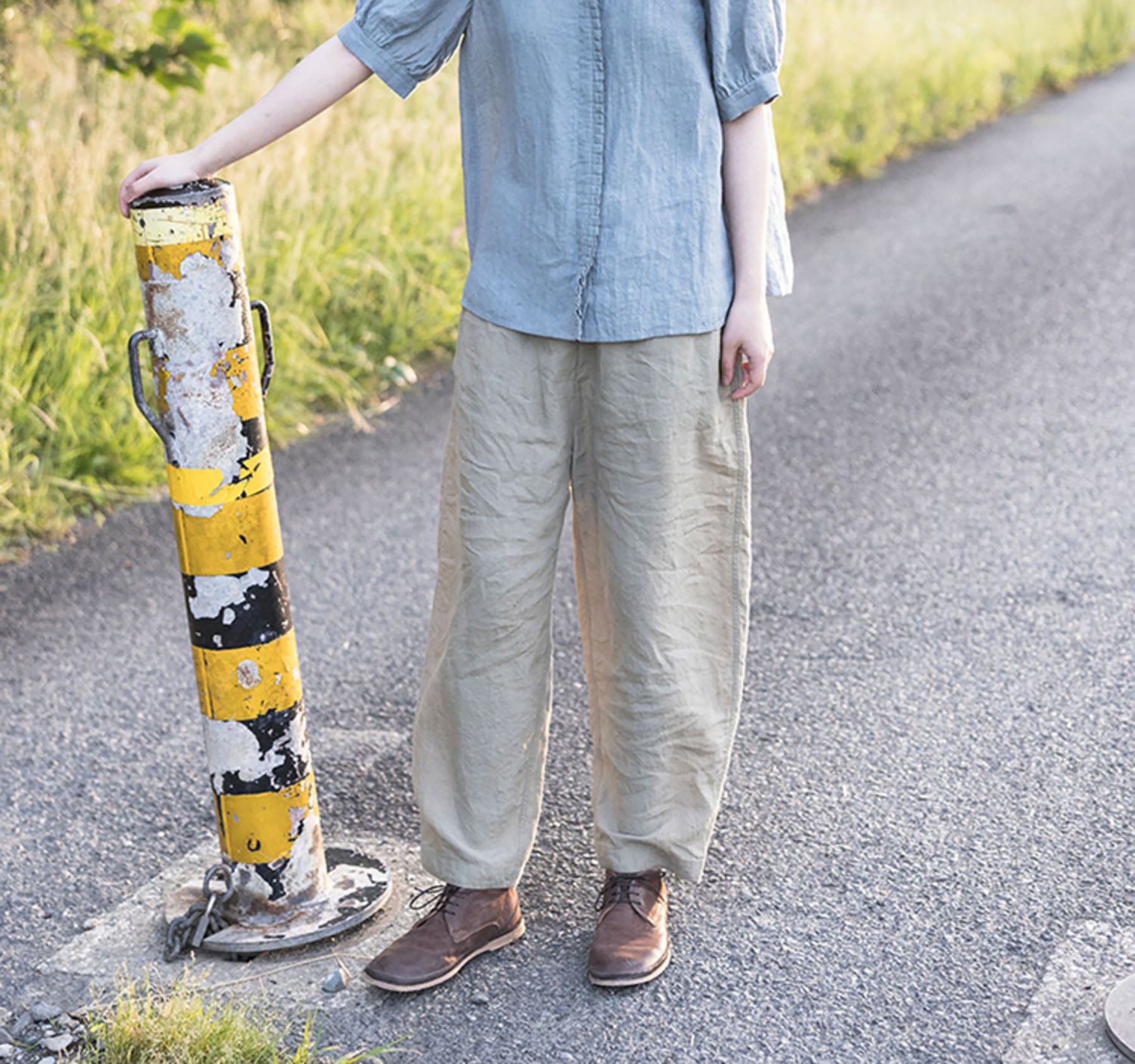 edoa Flax Linen Pants Tapered Pants