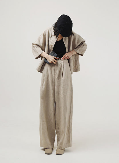 edoa Spring Loose Linen Short Jacket