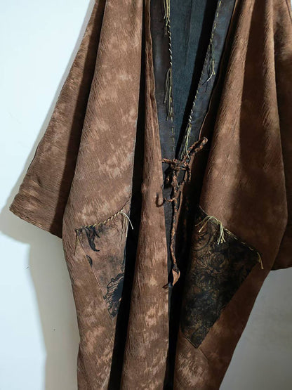 Reversible Mud Silk Linen Blend Jacquard Kimono Coat co0244 X336