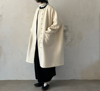 edoa Winter Boiled Wool Oversized Coat