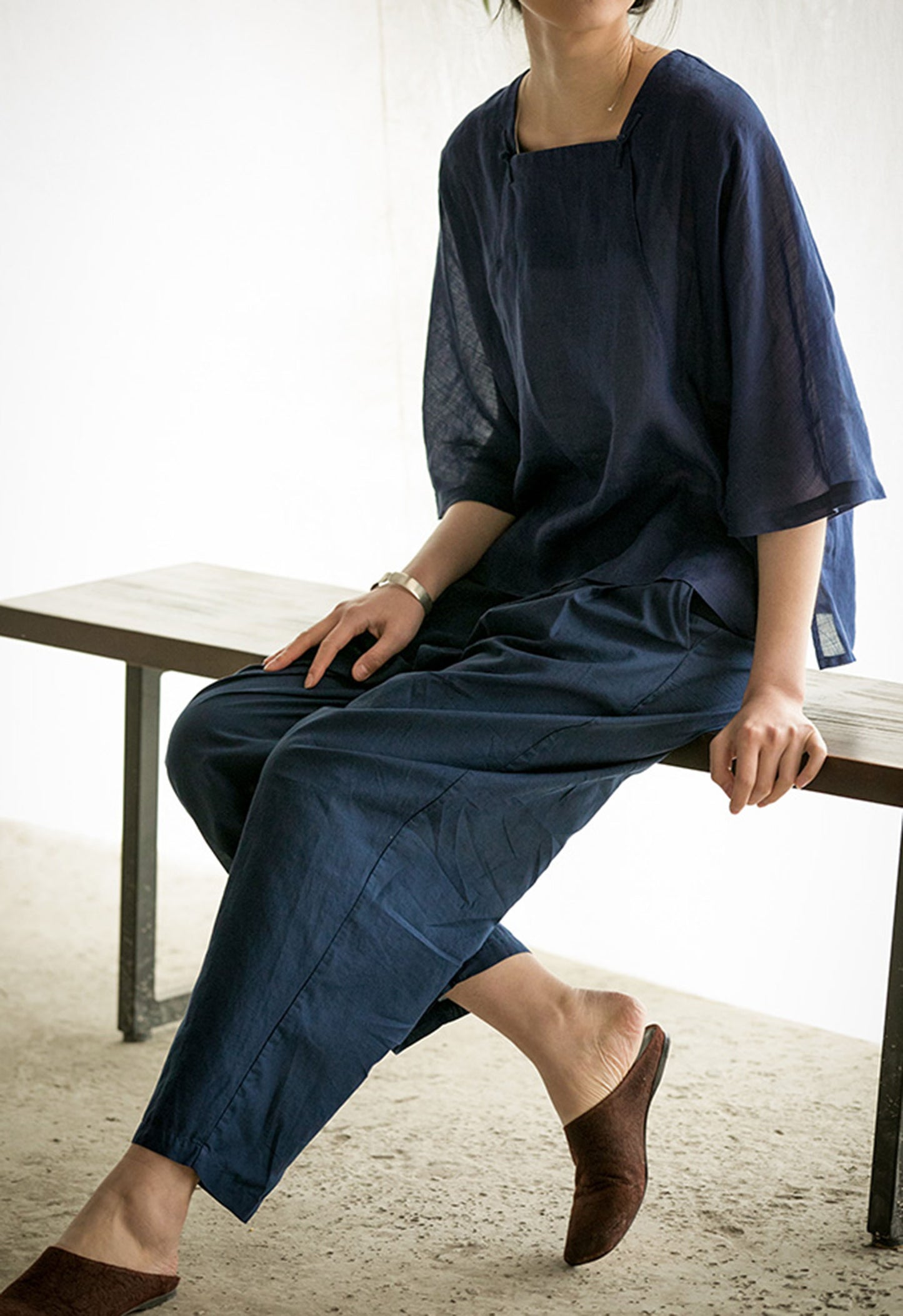 edoa Half Sleeve Ramie Cheongsam