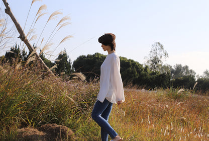 edoa Oversized Two Way Collar Linen Shirt