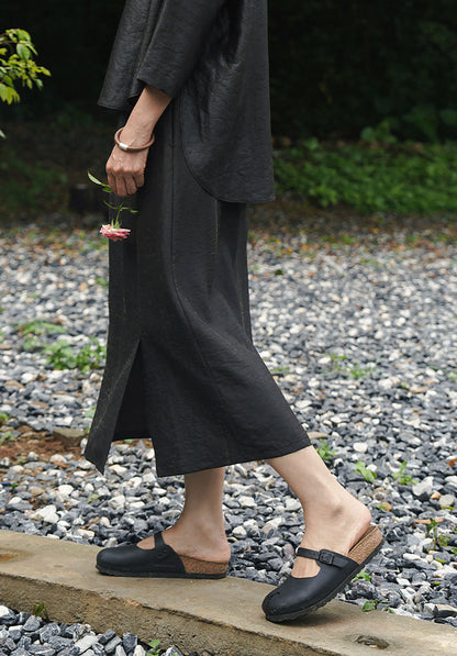 edoa Intangible Cultural Heritage Cracked Mud Silk A-line Skirt