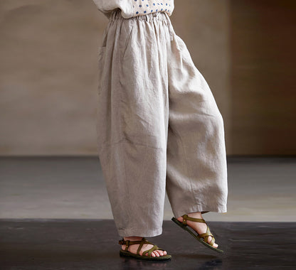 edoa Eco-friendly Flax Linen Tapered Pants