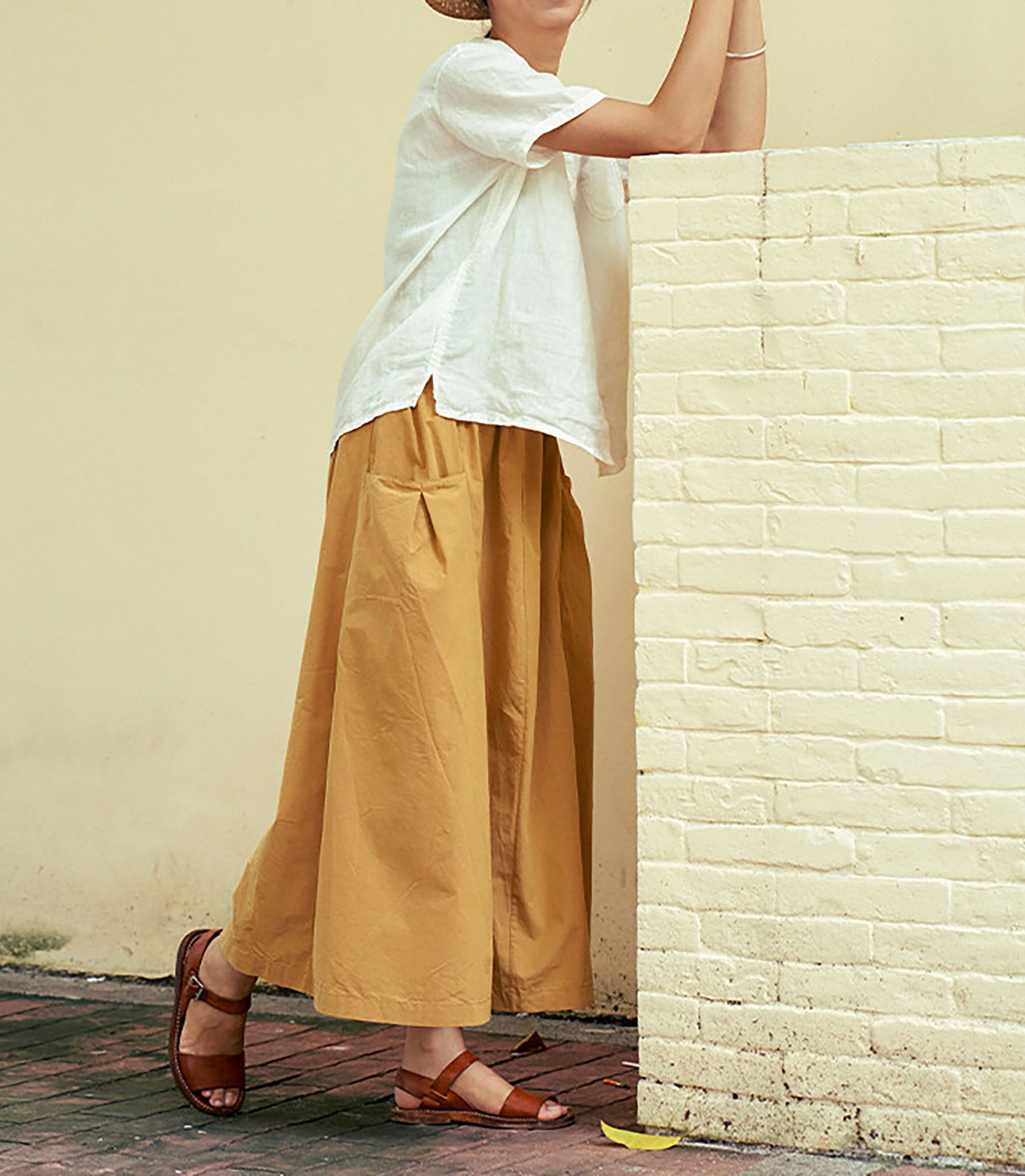 edoa High-density Pure Cotton Midi Skirt