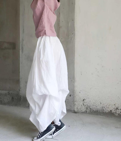 edoa Blooming Lotus Linen Maxi Skirts